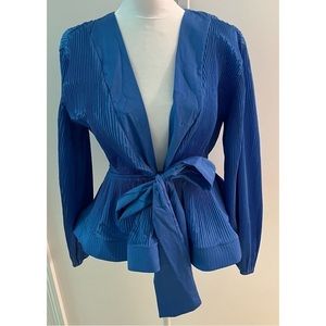 Nasty Gal Royal Blue Plunging Tie Blouse